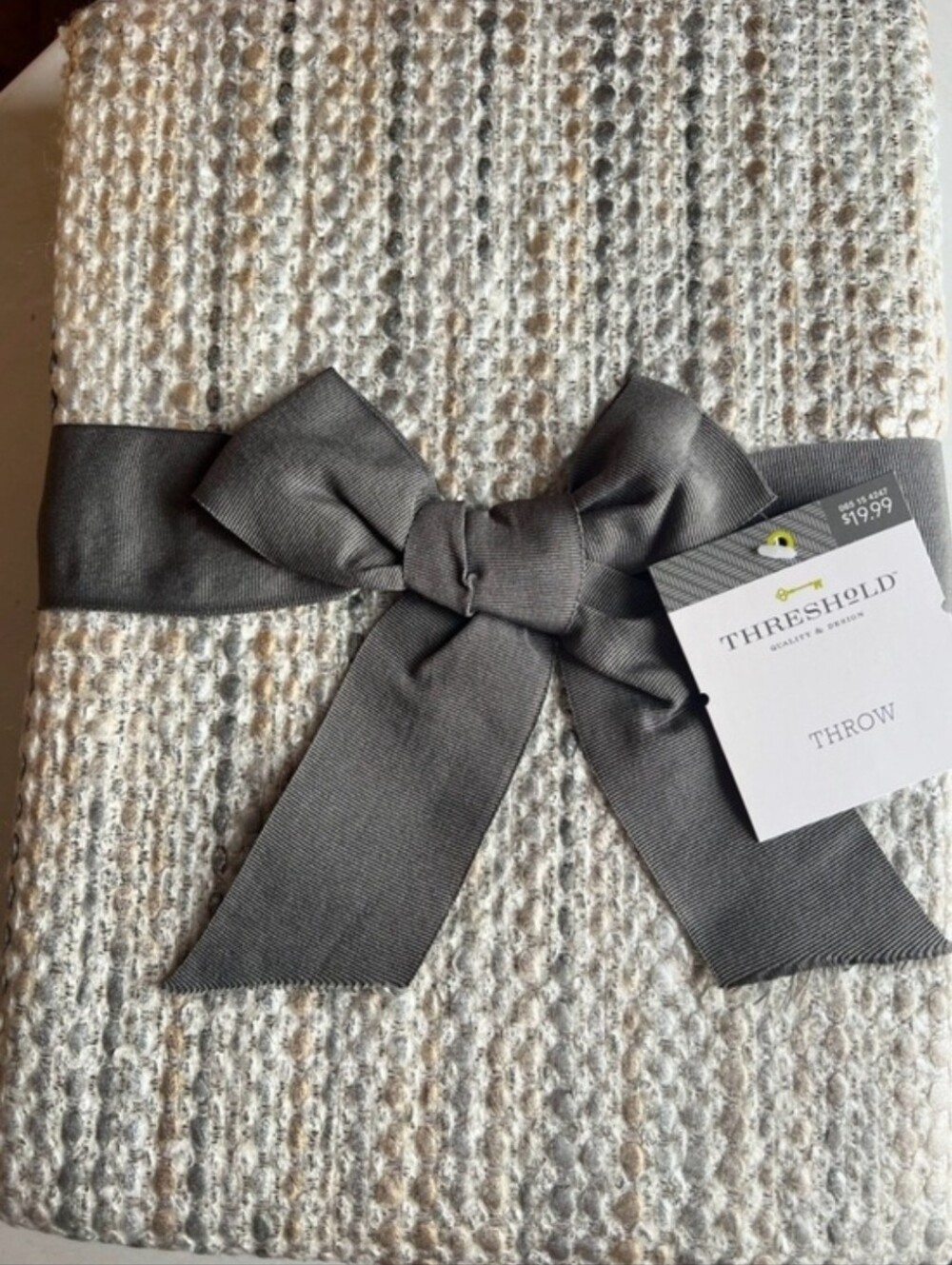 Target Threshold Cream & Gray Textured Throw Blanket - 50" x 60" - NWT